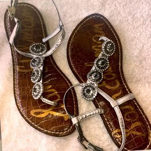 Sam Edelman jeweled silver metallic sandals